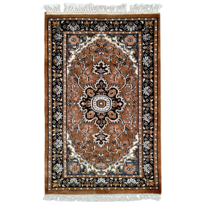 2×3 Feet Hand Knotted Persian Wool Carpet Copper