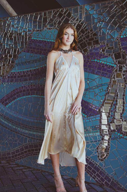 Altair Silk Halter Dress in Dueling Jaguars - Which Mark
