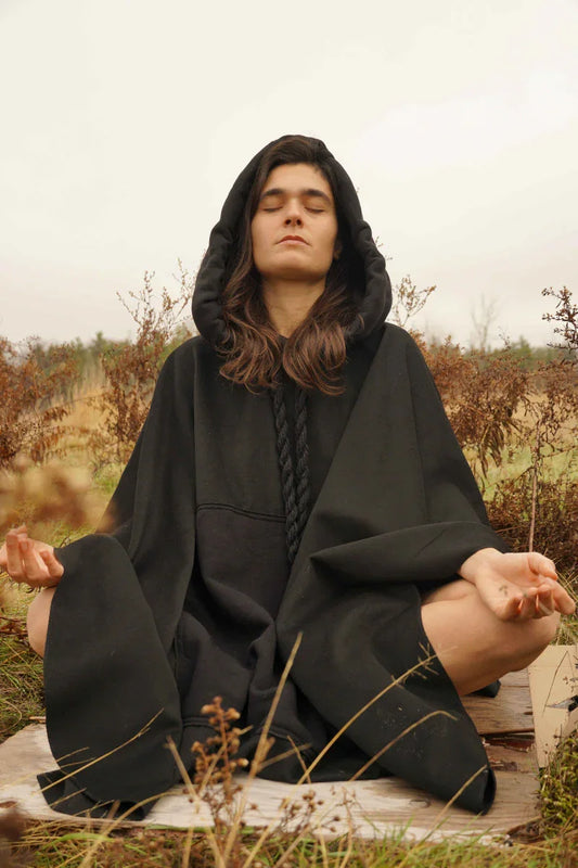 Cotton Hooded Black Cape - Which Mark
