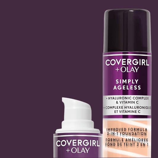Covergirl -Simply Ageless 3-in-1 Liquid Foundation Infused with Hyaluronic Complex, Vitamin C and Niacinamide - Hydrating Formula, 100% Cruelty-Free - Which Mark