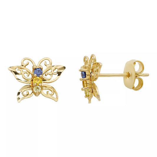 14k Gold Hollow Butterfly Stud Earrings - Which Mark