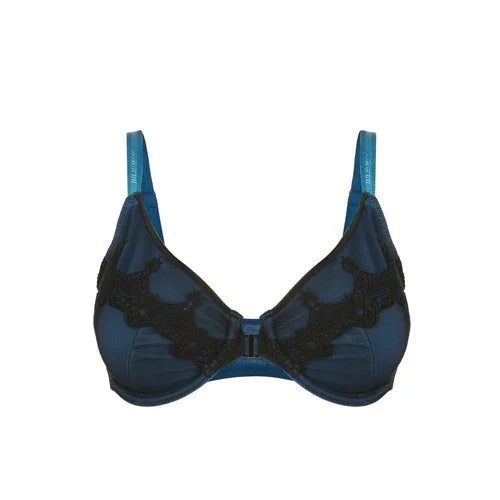 Elysia - Navy Blue Silk & Organic Cotton Front Closure Full Cup - Which Mark