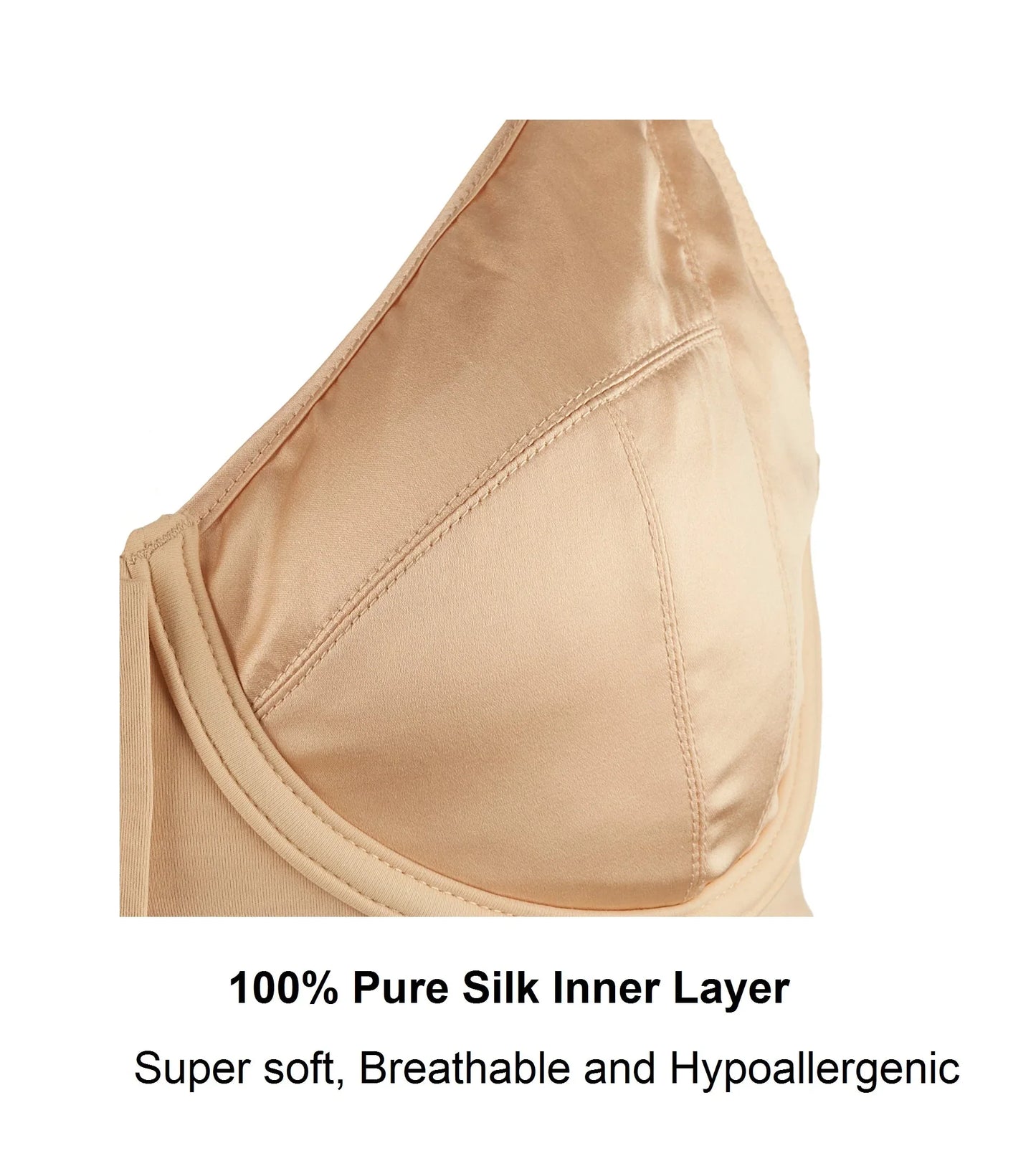 Grace - Peach Silk & Organic Cotton Lace Front Zip Wired Bra - Which Mark