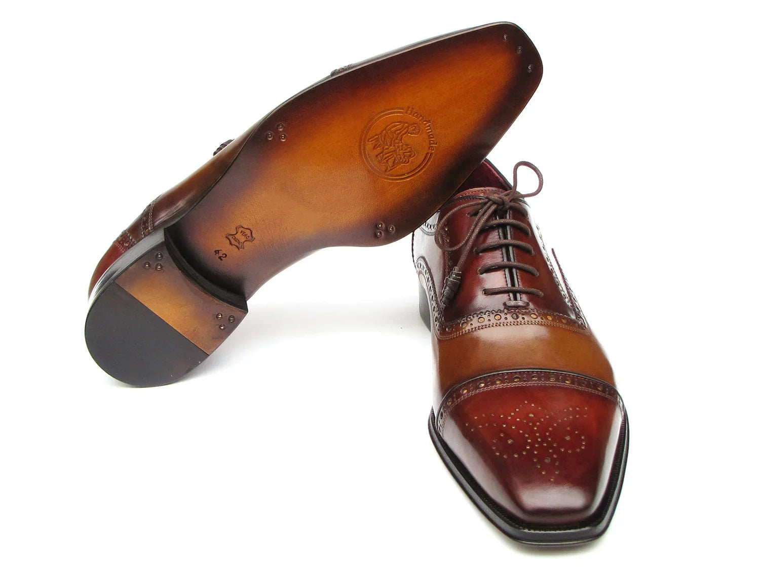 Paul Parkman Captoe Oxfords Camel, Red (ID#024-CML-BRD) - Which Mark