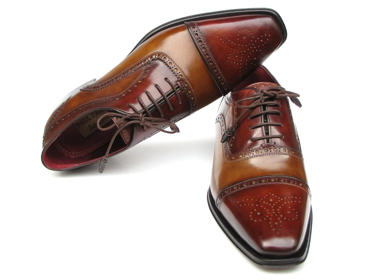 Paul Parkman Captoe Oxfords Camel, Red (ID#024-CML-BRD) - Which Mark