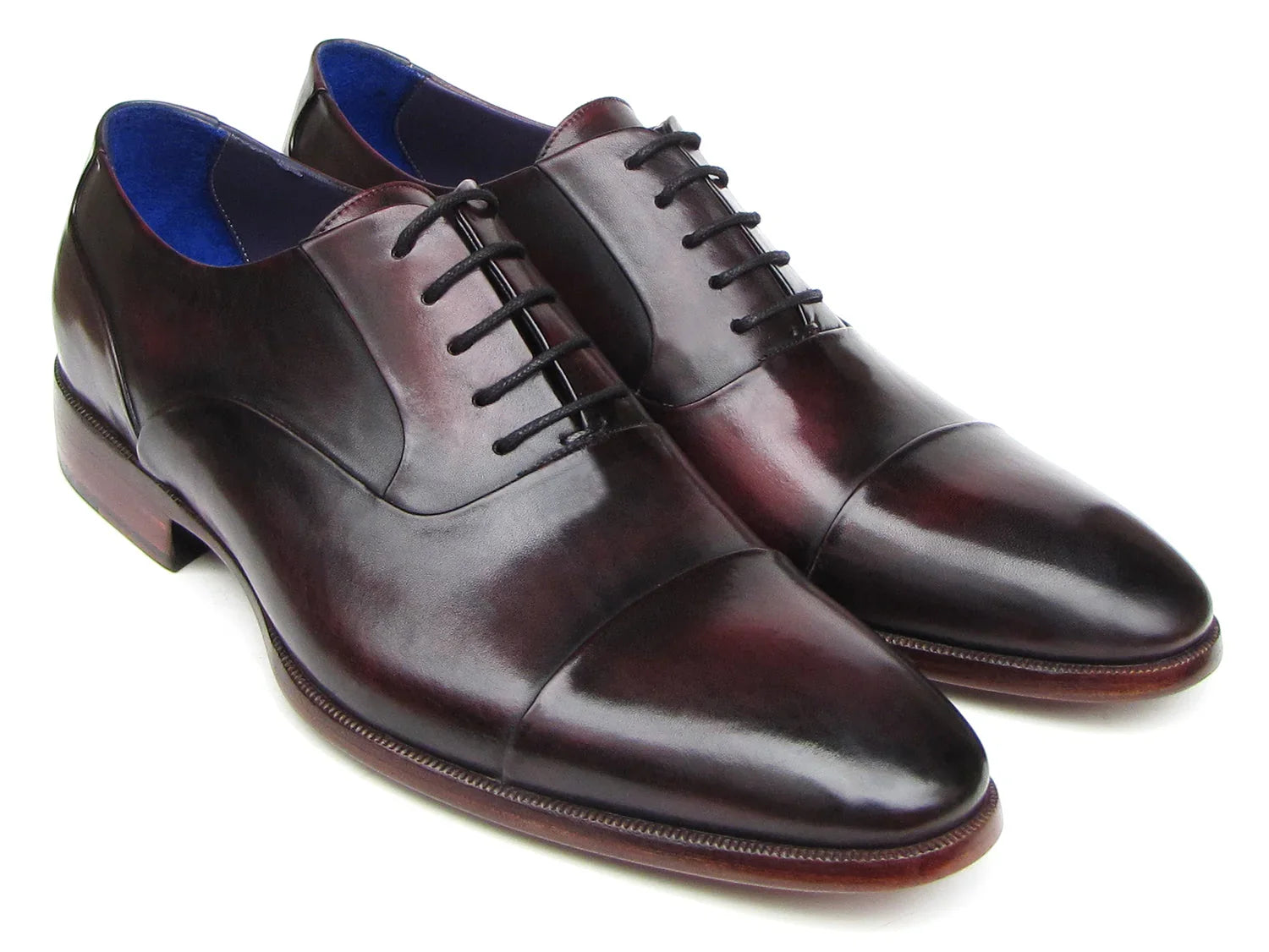 Paul Parkman Men's Captoe Oxfords Black Purple Shoes (ID#074-PURP-BLK) - Which Mark