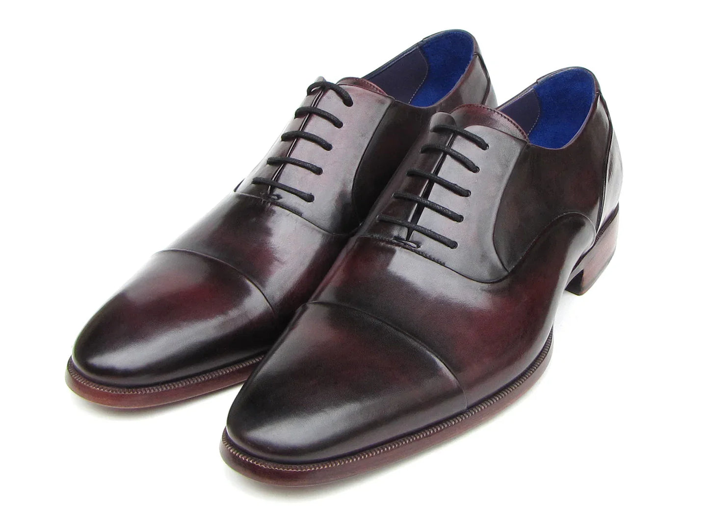 Paul Parkman Men's Captoe Oxfords Black Purple Shoes (ID#074-PURP-BLK) - Which Mark