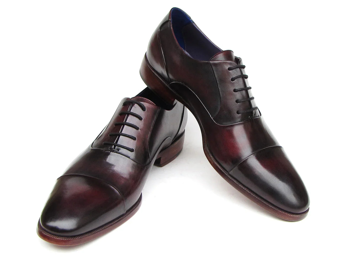 Paul Parkman Men's Captoe Oxfords Black Purple Shoes (ID#074-PURP-BLK) - Which Mark