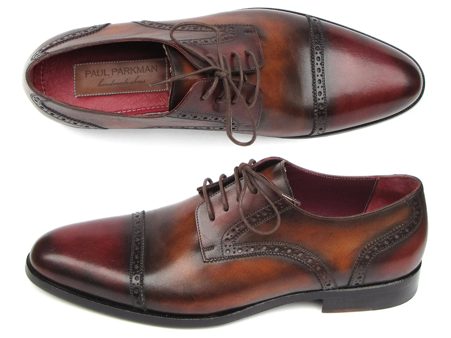 Paul Parkman Bordeaux, Tobacco Derby Shoes (ID#046-BRD-BRW) - Which Mark
