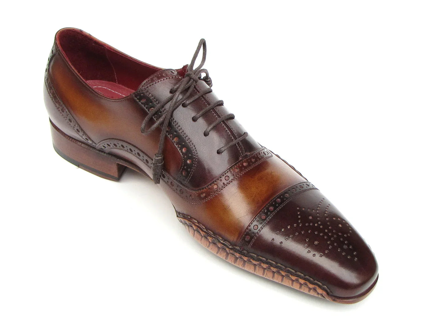 Paul Parkman Men's Captoe Oxfords Brown Hand Painted Shoes - Which Mark