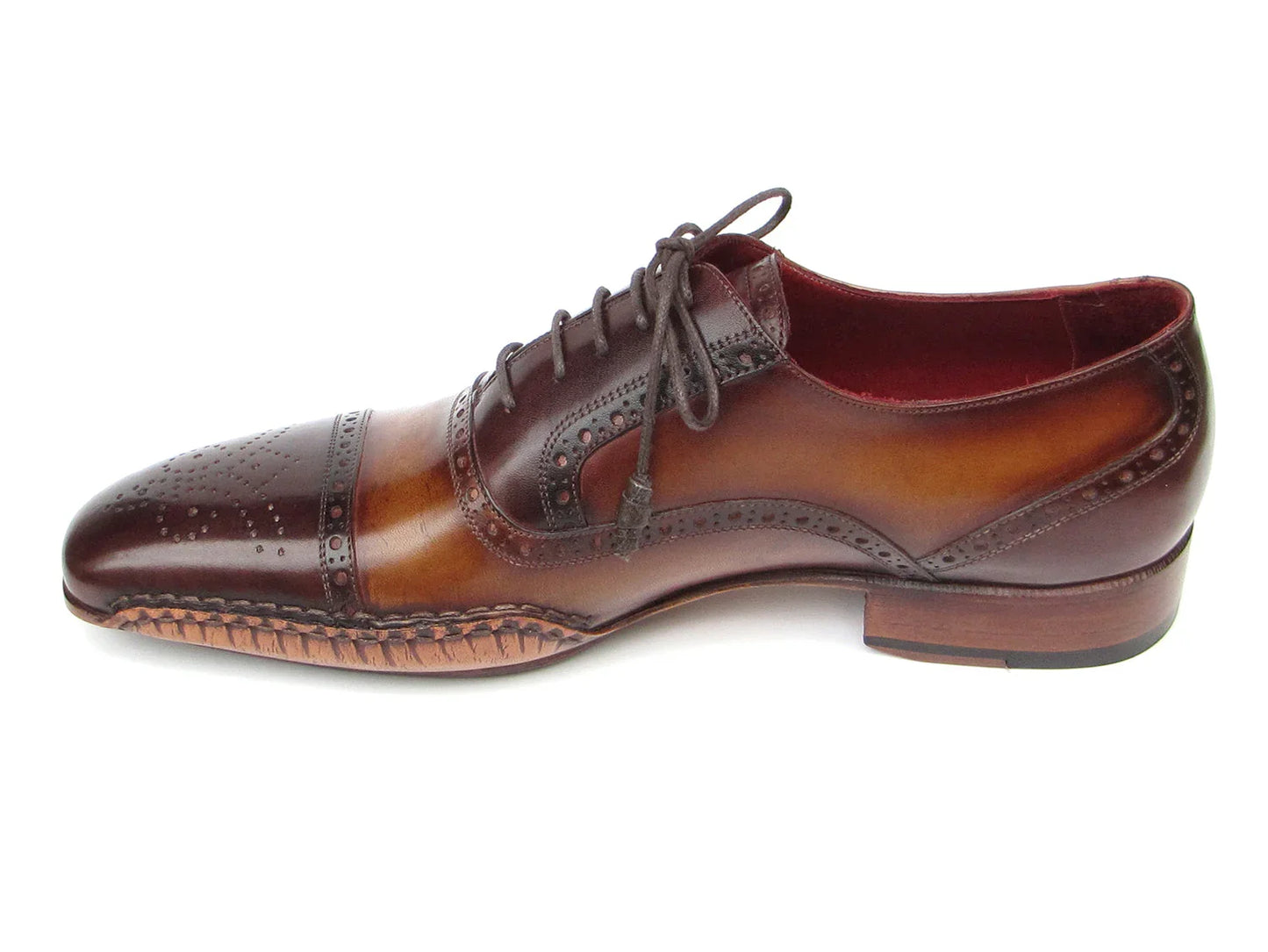 Paul Parkman Men's Captoe Oxfords Brown Hand Painted Shoes - Which Mark