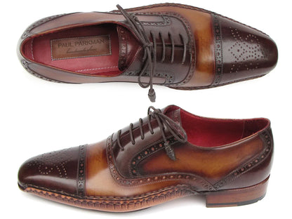 Paul Parkman Men's Captoe Oxfords Brown Hand Painted Shoes - Which Mark