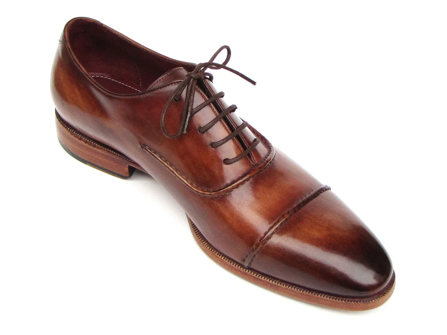 Paul Parkman Men's Captoe Oxfords Brown Hand Painted Shoes - Which Mark