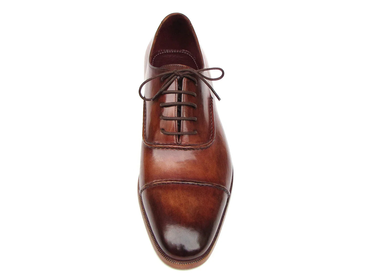 Paul Parkman Men's Captoe Oxfords Brown Hand Painted Shoes - Which Mark