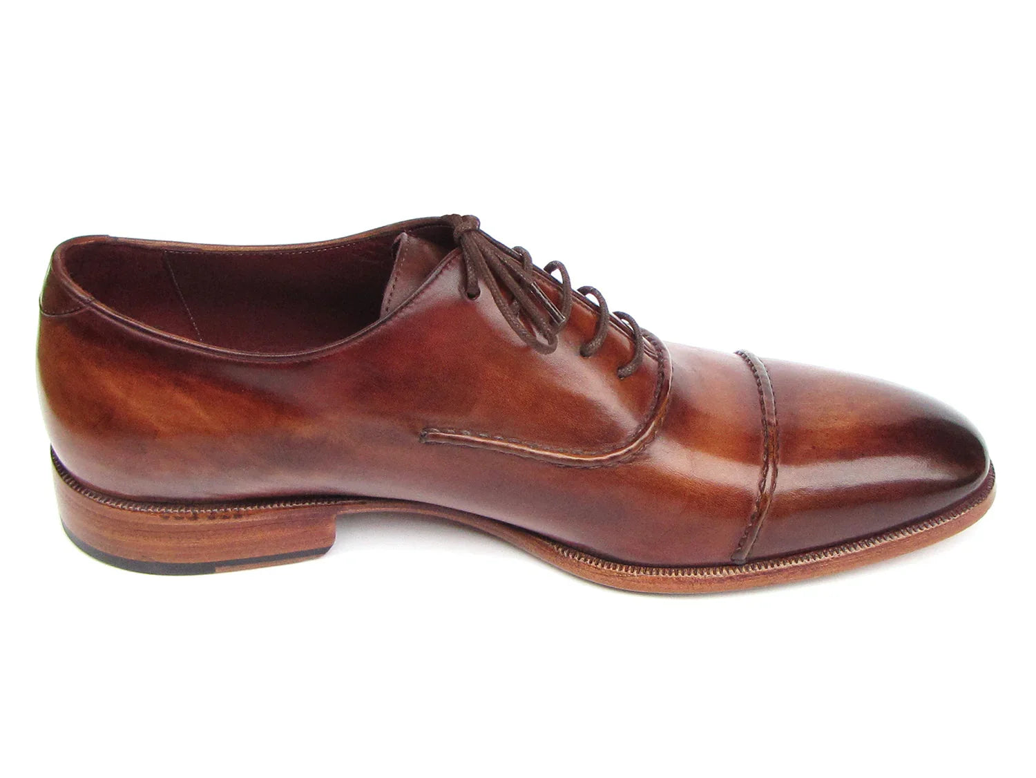 Paul Parkman Men's Captoe Oxfords Brown Hand Painted Shoes - Which Mark