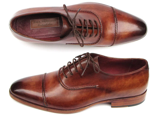 Paul Parkman Men's Captoe Oxfords Brown Hand Painted Shoes - Which Mark
