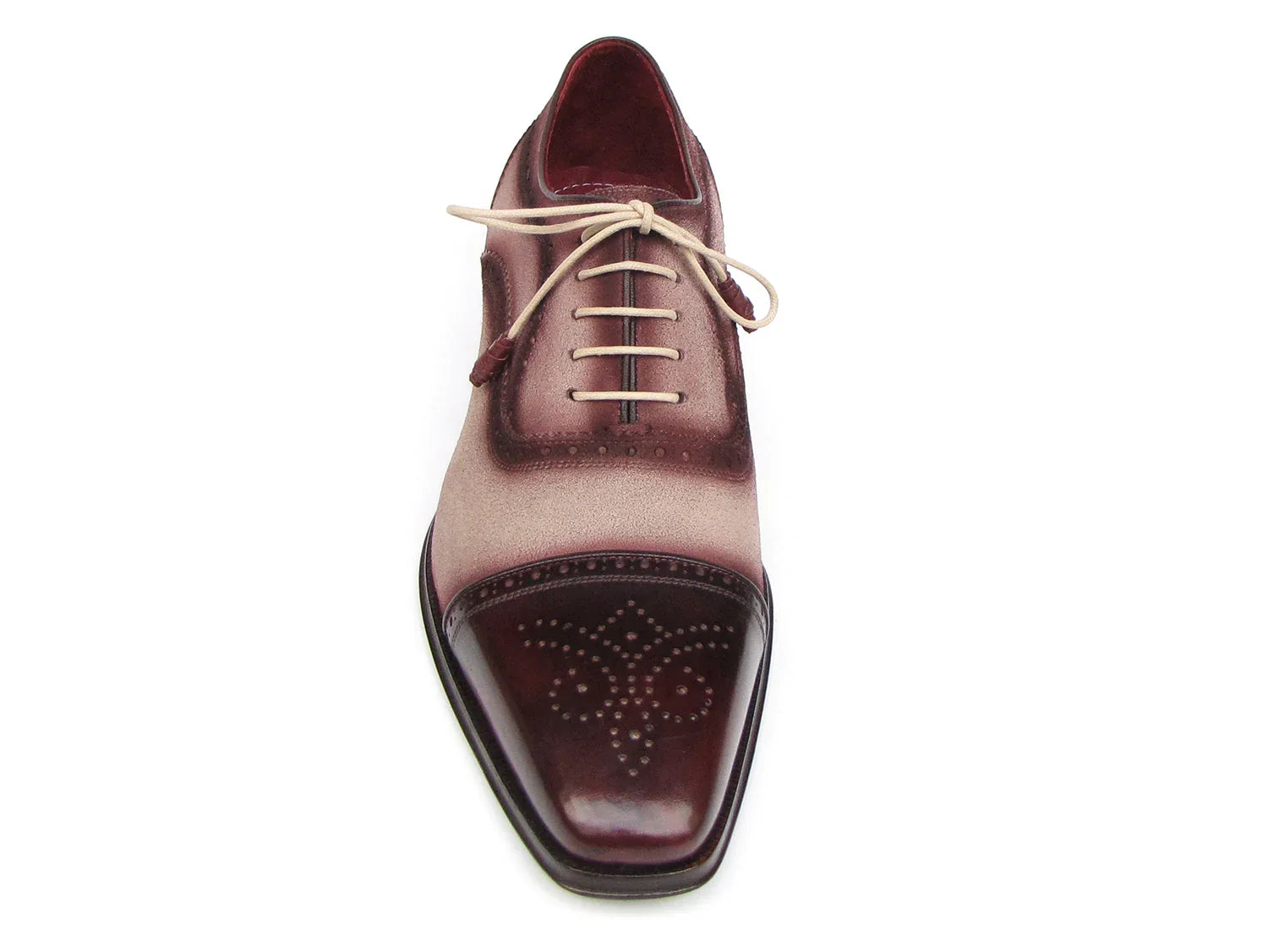Paul Parkman Captoe Oxfords Bordeaux, Beige (ID#024-BRR) - Which Mark