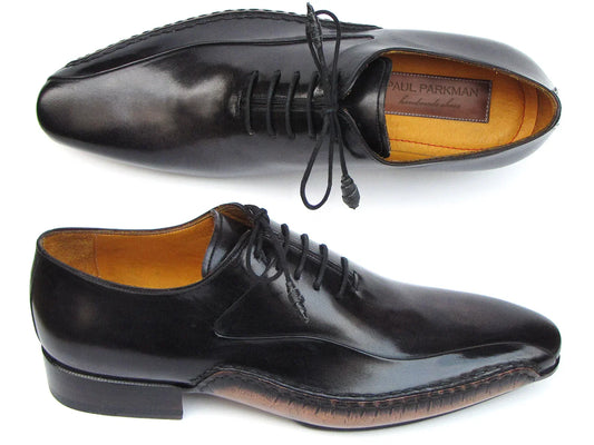 Paul Parkman Black Leather Oxfords Side Handsewn (ID#018-BLK) - Which Mark