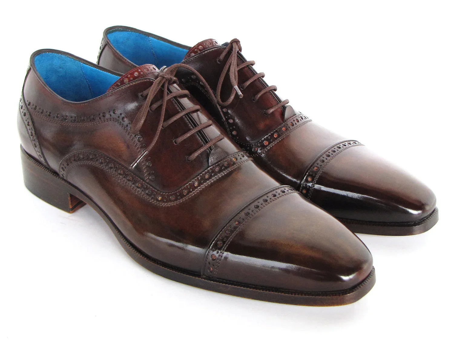 Paul Parkman Men's Captoe Oxfords Anthracite Brown Hand-Painted - Which Mark