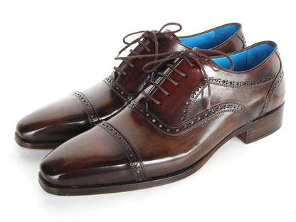 Paul Parkman Men's Captoe Oxfords Anthracite Brown Hand-Painted - Which Mark