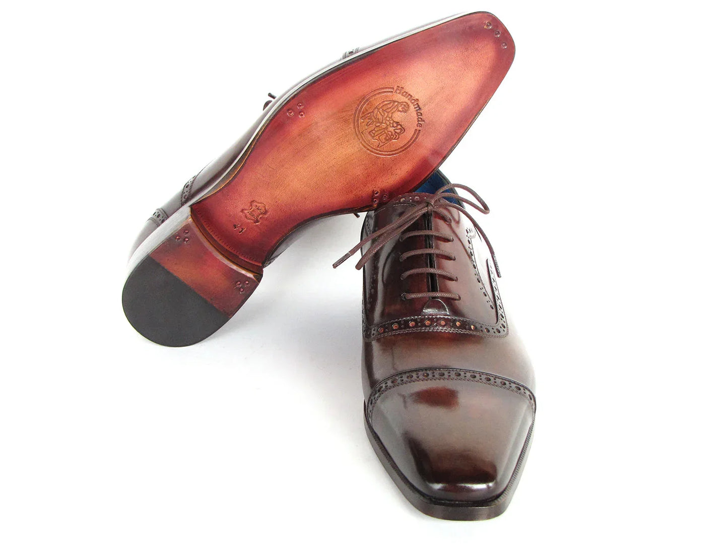 Paul Parkman Men's Captoe Oxfords Anthracite Brown Hand-Painted - Which Mark
