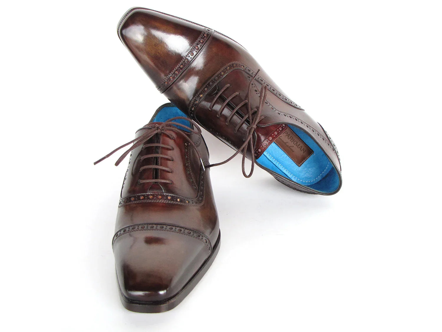 Paul Parkman Men's Captoe Oxfords Anthracite Brown Hand-Painted - Which Mark