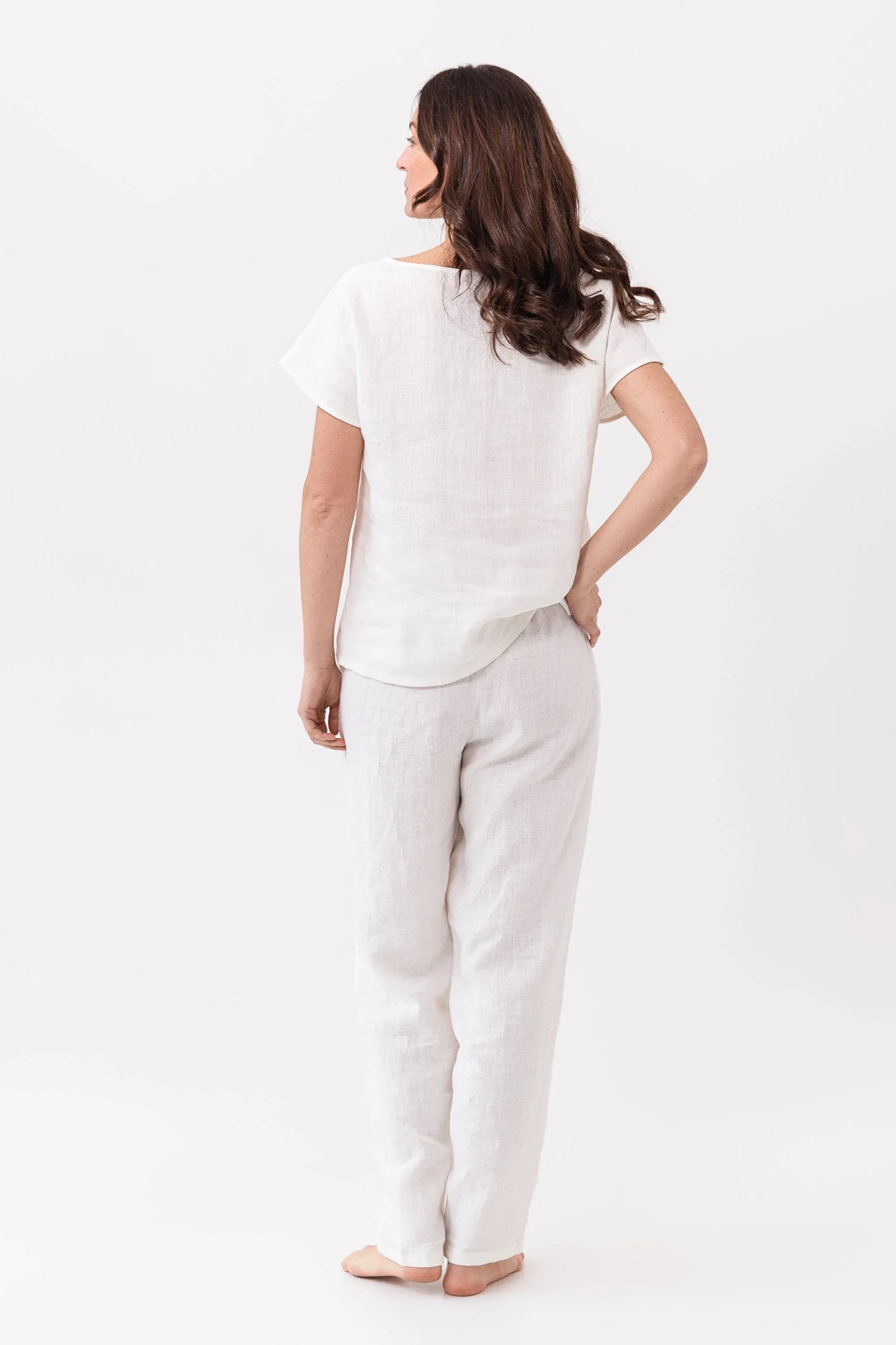 White linen / Natural Linen Pajama set / Linen loungewear / Linen - Which Mark