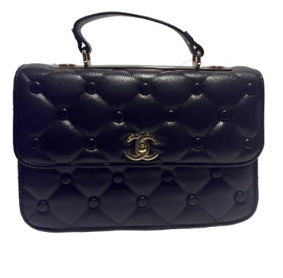 Classic Flap with Top Handle Black Cross Body Bag - Which Mark