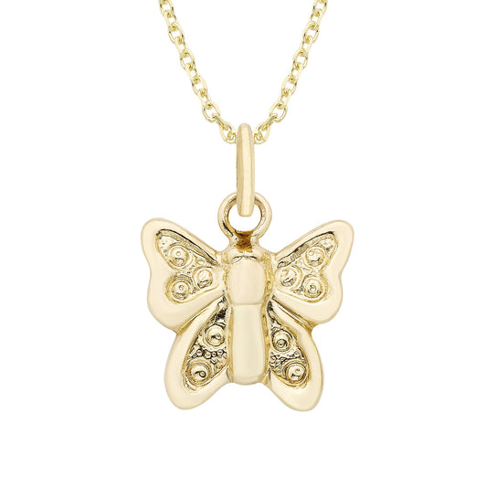 14k Gold Butterfly Charm Necklace 18" - Which Mark