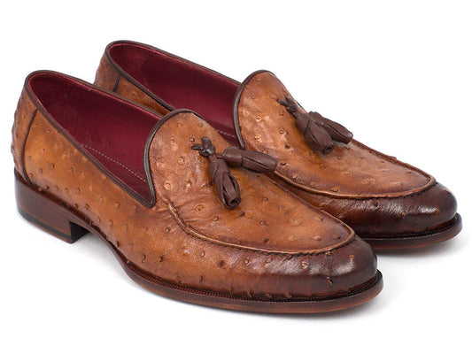 Paul Parkman Camel Brown Genuine Ostrich Tassel Loafers (ID#OST834CML) - Which Mark