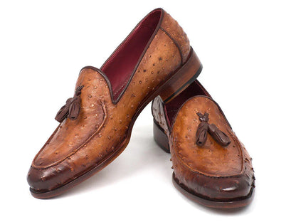 Paul Parkman Camel Brown Genuine Ostrich Tassel Loafers (ID#OST834CML) - Which Mark