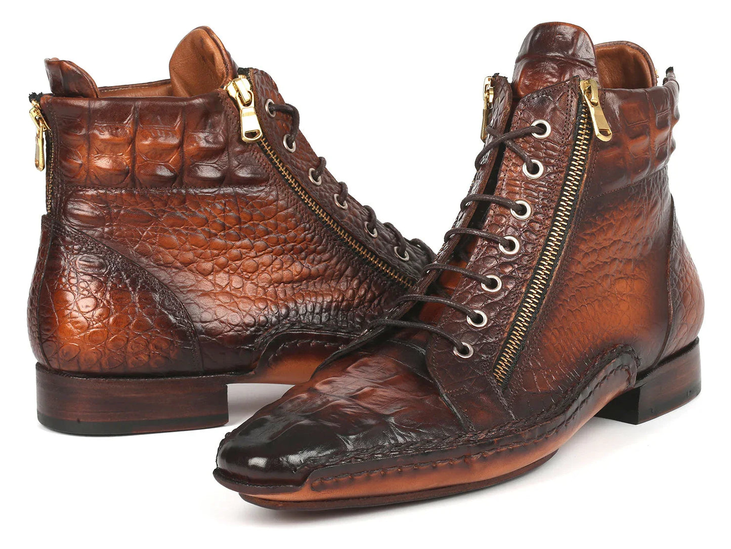 Paul Parkman Crocodile Textured Calfskin Handmade Zipper Boots - Which Mark