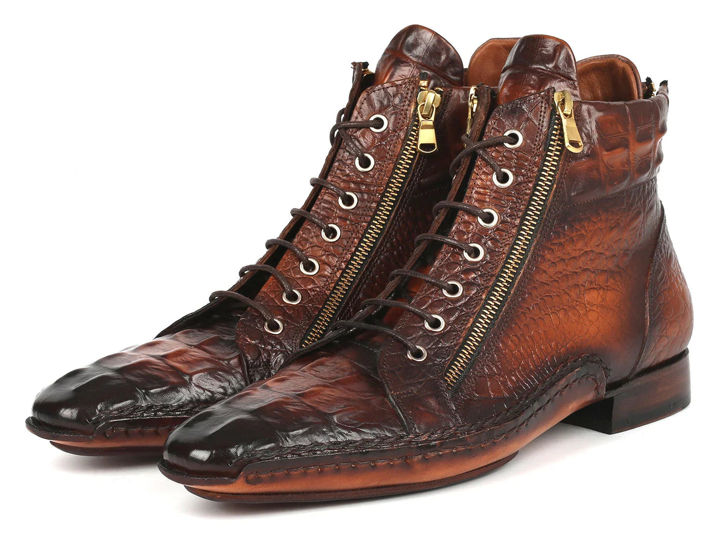 Paul Parkman Crocodile Textured Calfskin Handmade Zipper Boots - Which Mark