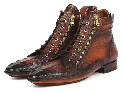 Paul Parkman Crocodile Textured Calfskin Handmade Zipper Boots - Which Mark
