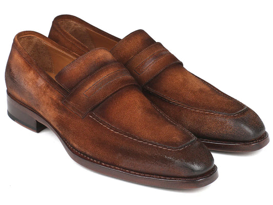 Paul Parkman Brown Antique Suede Goodyear Welted Loafers (ID#36AQ17) - Which Mark
