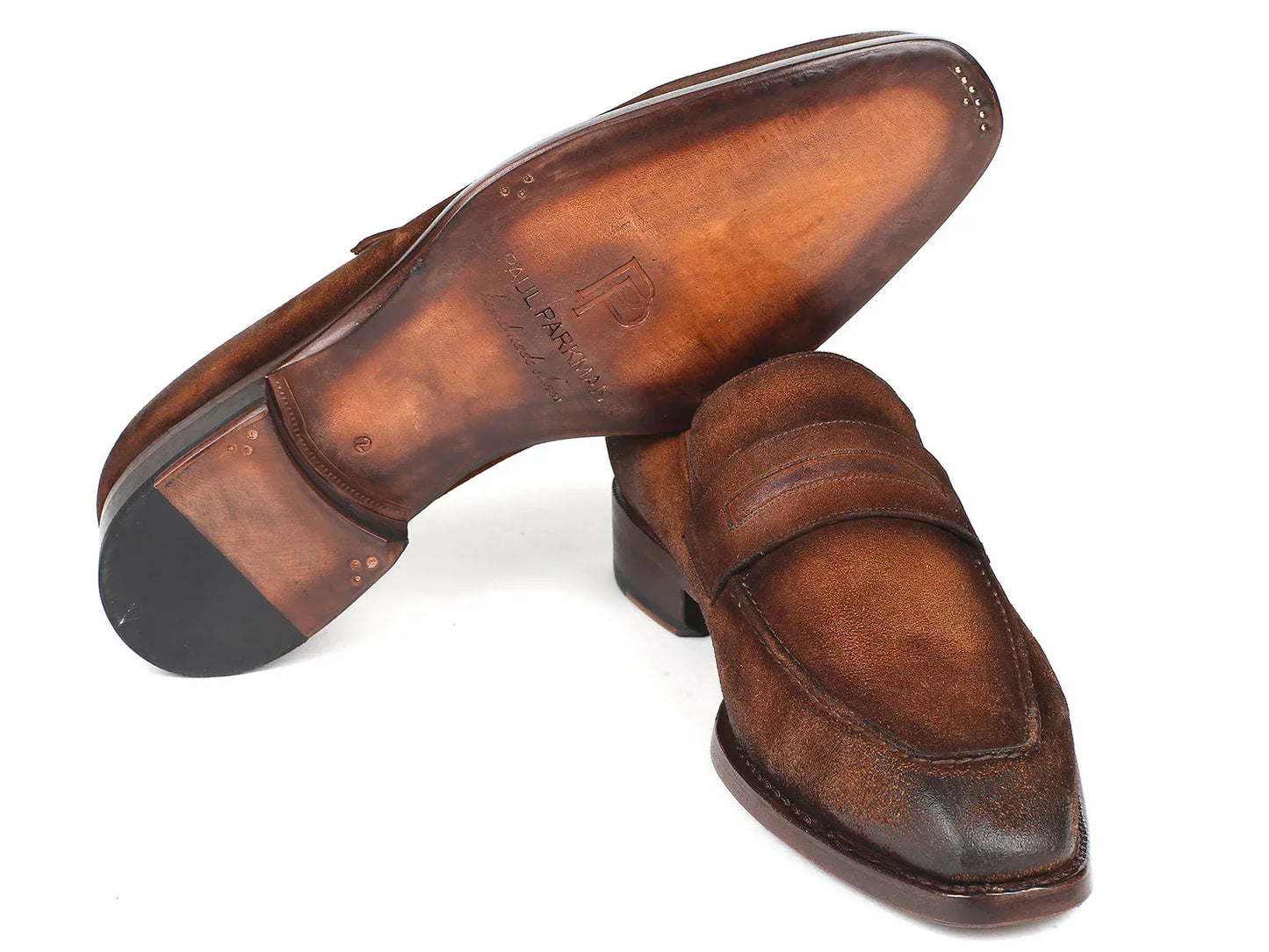 Paul Parkman Brown Antique Suede Goodyear Welted Loafers (ID#36AQ17) - Which Mark