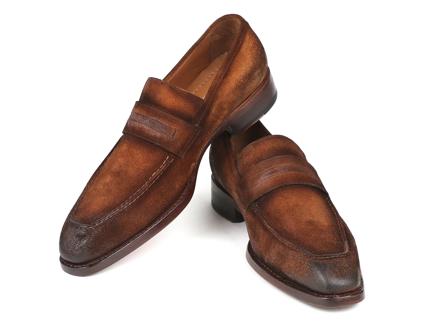 Paul Parkman Brown Antique Suede Goodyear Welted Loafers (ID#36AQ17) - Which Mark