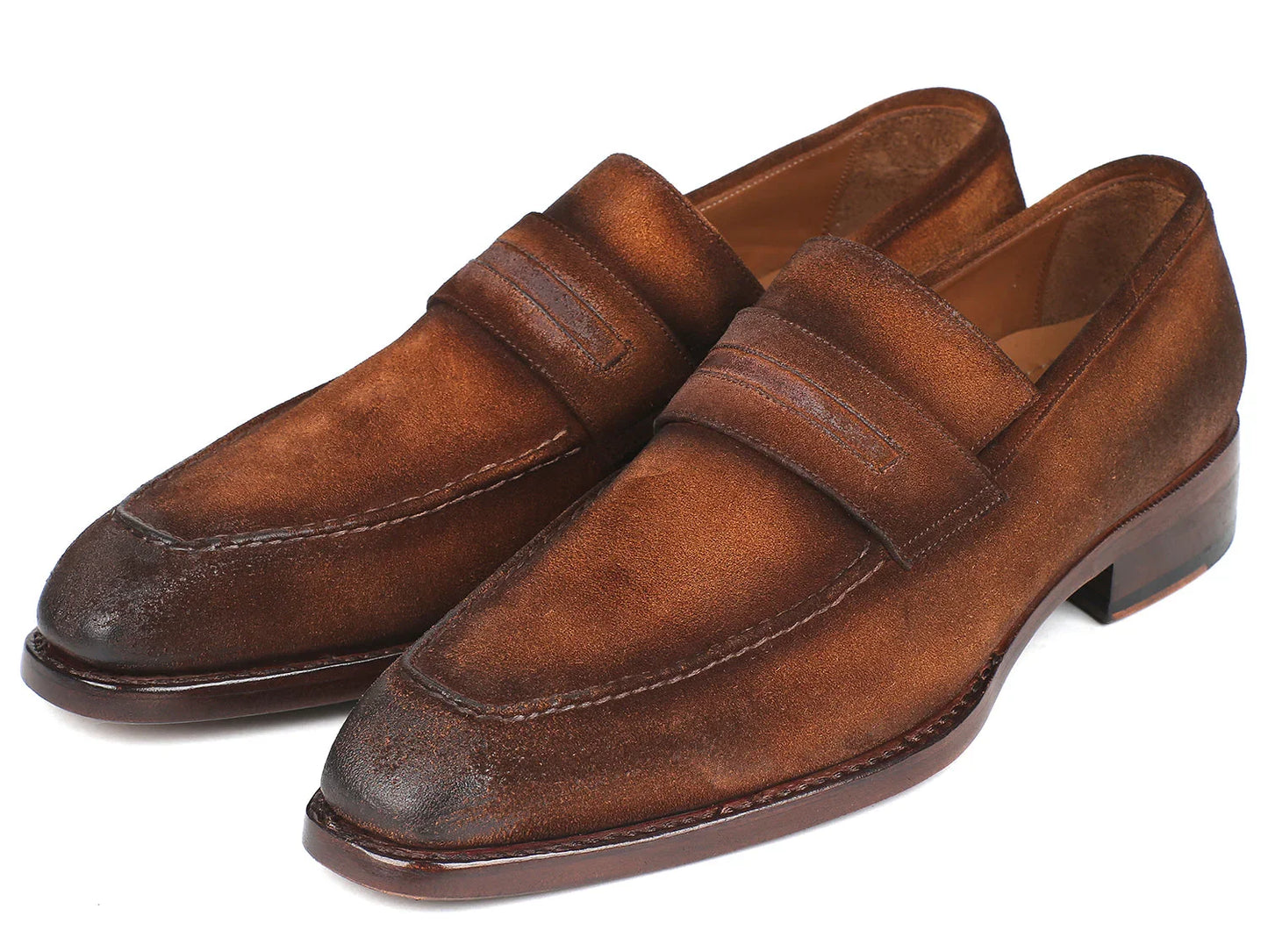 Paul Parkman Brown Antique Suede Goodyear Welted Loafers (ID#36AQ17) - Which Mark