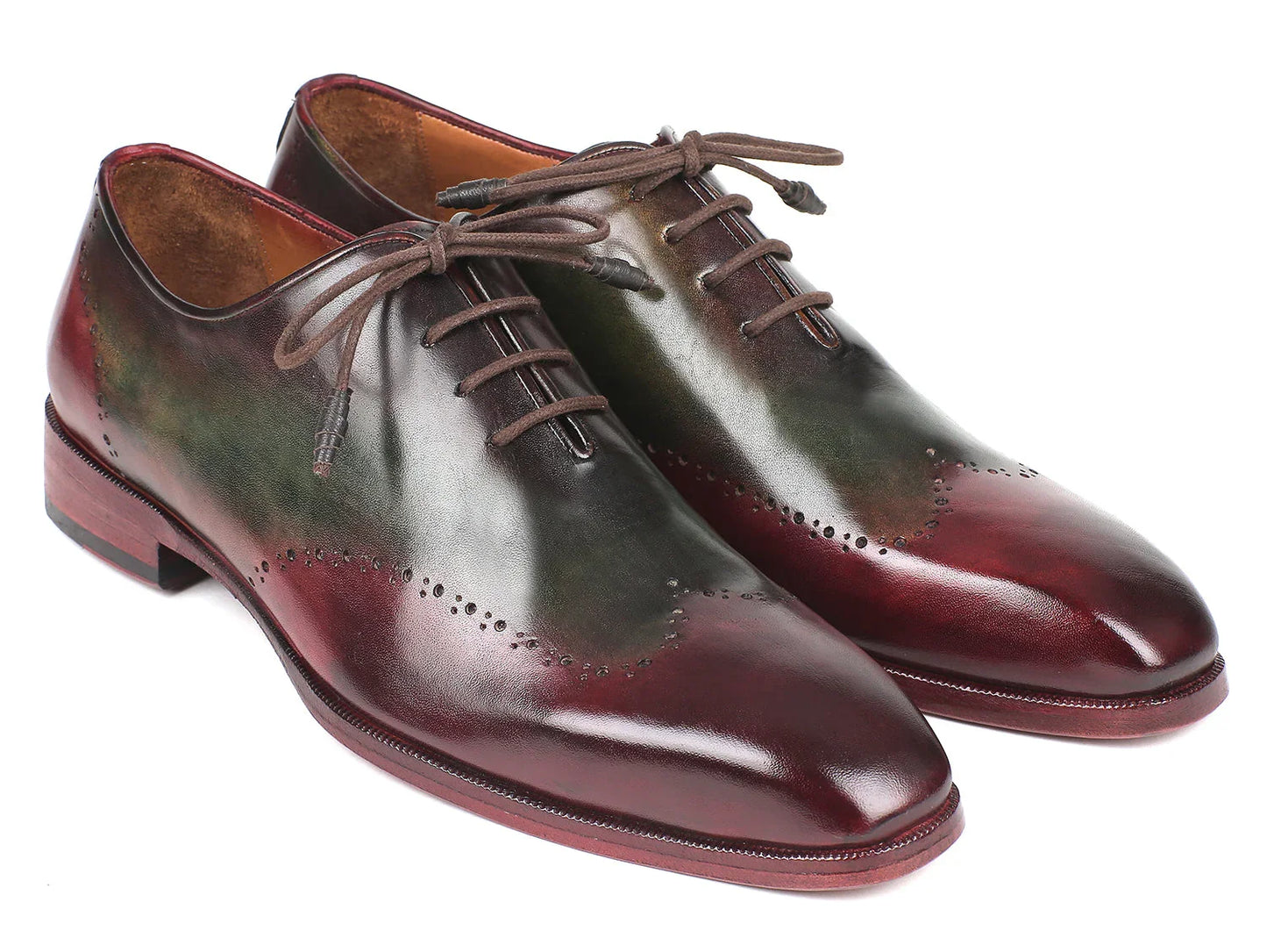 Paul Parkman Bordeaux & Green Wingtip Oxfords (ID#097YL63) - Which Mark