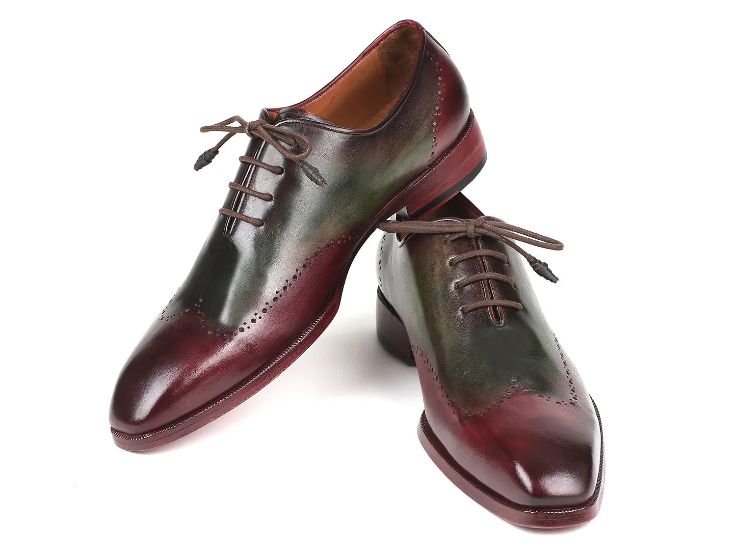 Paul Parkman Bordeaux & Green Wingtip Oxfords (ID#097YL63) - Which Mark