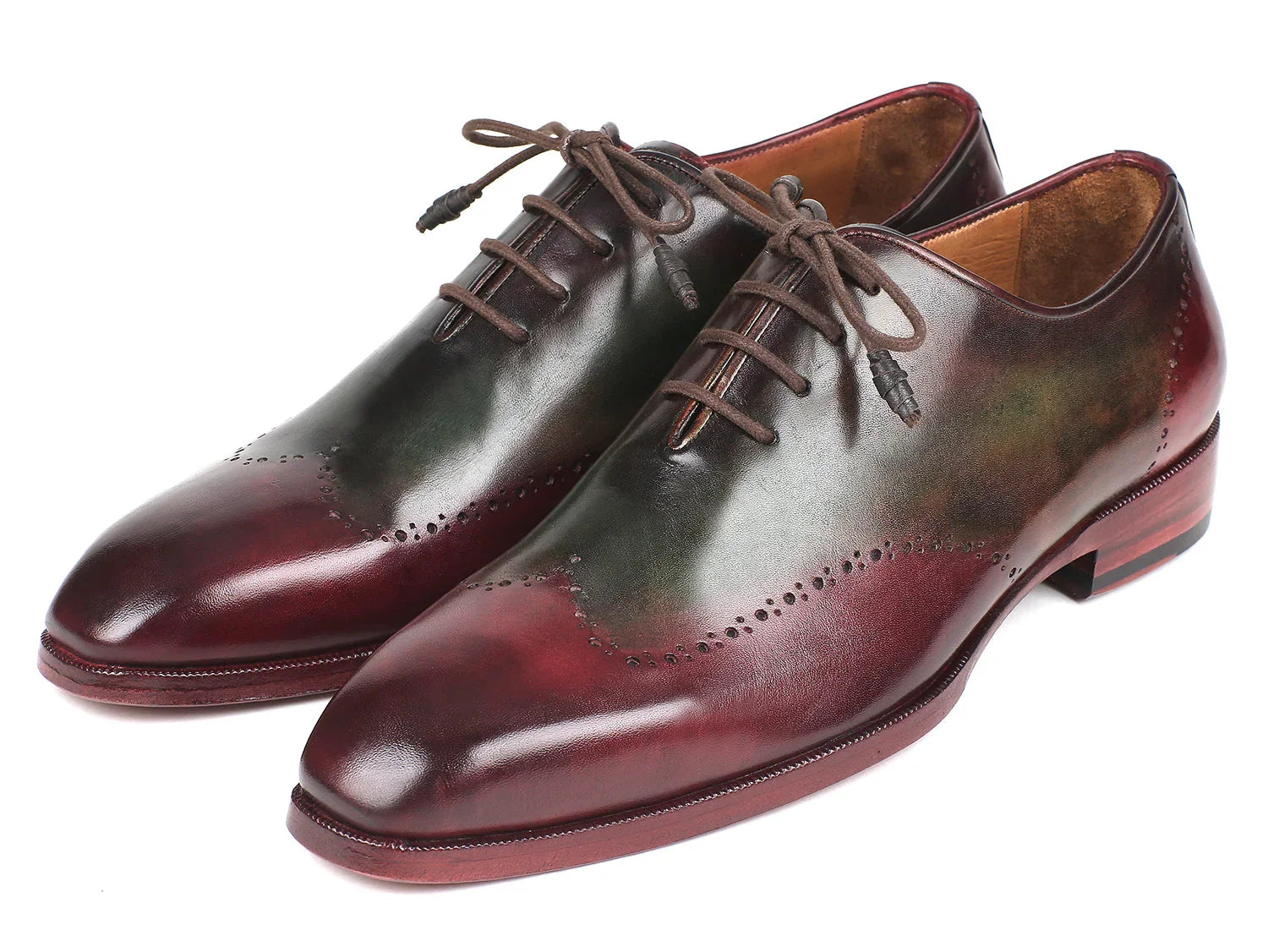 Paul Parkman Bordeaux & Green Wingtip Oxfords (ID#097YL63) - Which Mark