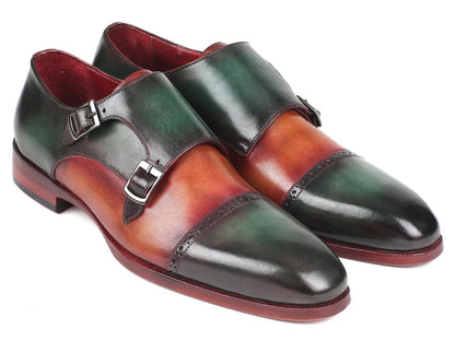 Paul Parkman Captoe Double Monkstraps Green & Camel (ID#045GC61) - Which Mark