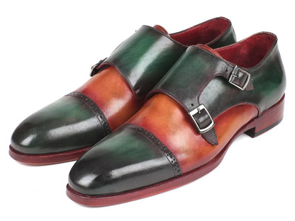 Paul Parkman Captoe Double Monkstraps Green & Camel (ID#045GC61) - Which Mark