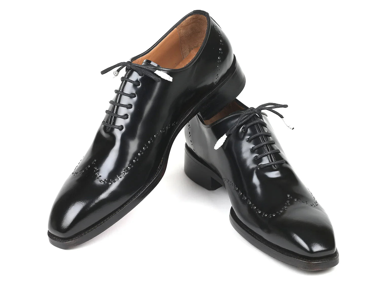 Paul Parkman Goodyear Welted Wingtip Oxfords Black Polished Leather - Which Mark