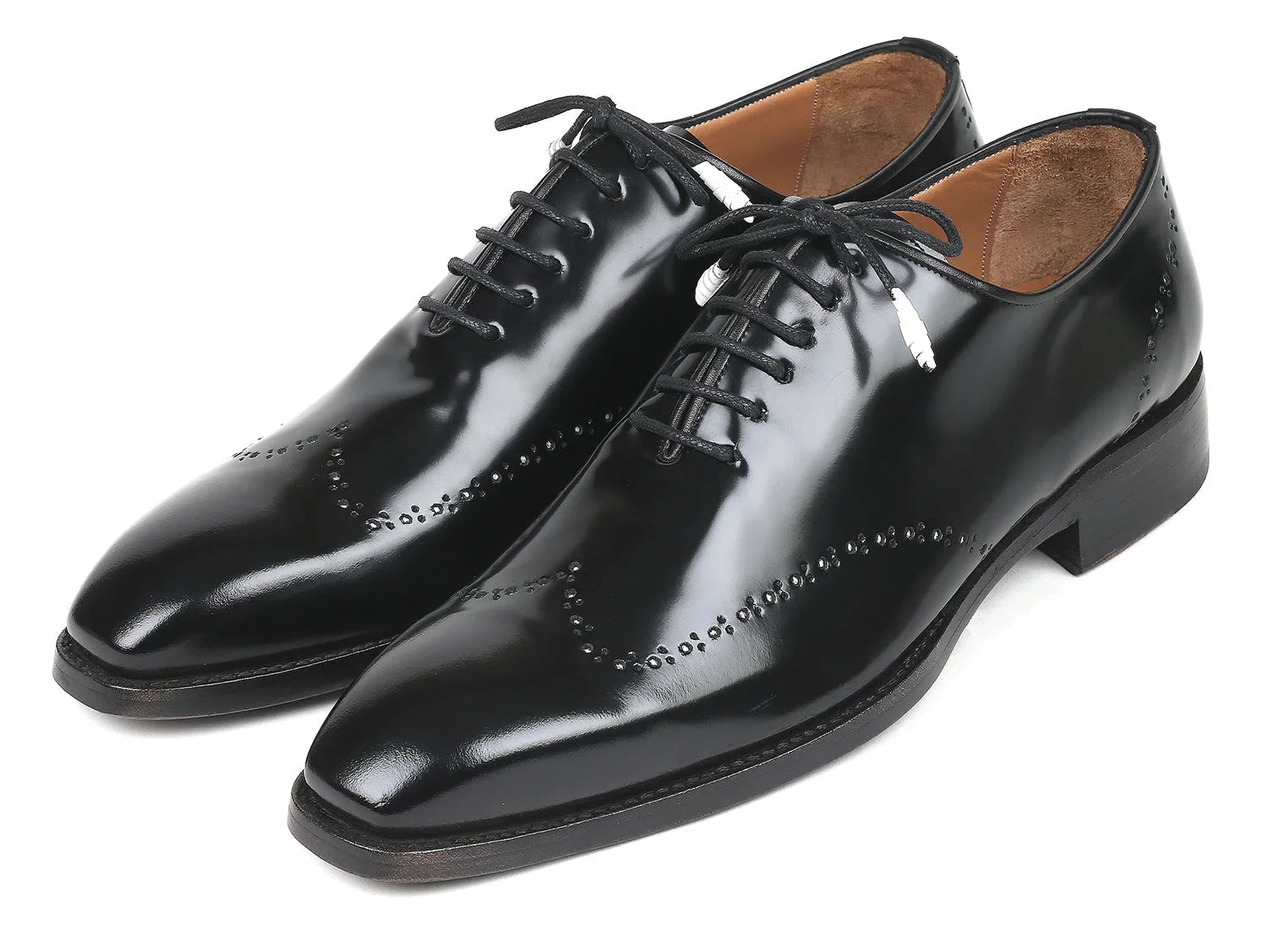 Paul Parkman Goodyear Welted Wingtip Oxfords Black Polished Leather - Which Mark