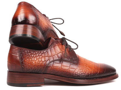 Paul Parkman Brown Crocodile Embossed Calfskin Goodyear Welted Derby - Which Mark