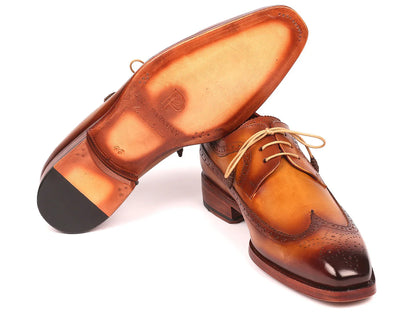 Paul Parkman Goodyear Welted Wingtip Derby Shoes Camel (ID#511C74) - Which Mark