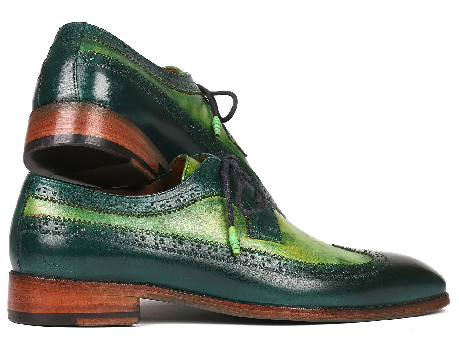 Paul Parkman Men's Green Dual Tone Wingtip Derby Shoes (ID#6931GRN) - Which Mark