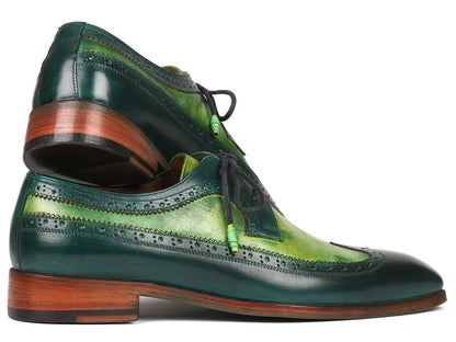 Paul Parkman Men's Green Dual Tone Wingtip Derby Shoes (ID#6931GRN) - Which Mark