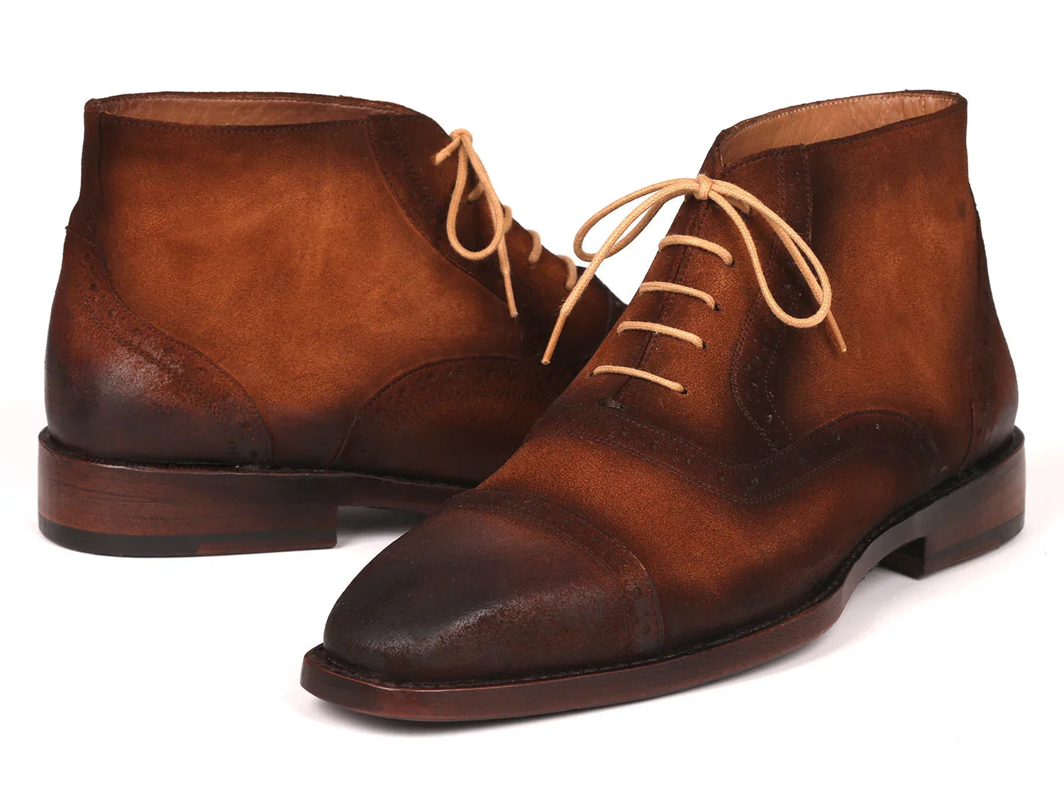 Paul Parkman Antique Suede Brown Cap Toe Ankle Boots (ID#644BRW17) - Which Mark